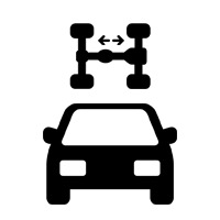 Hier sieht man zwei Icons. Ein Auto in der Frontansicht mit einer Fahrzeugachse darüber.