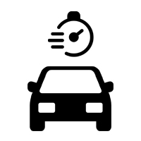 Hier sieht man zwei Icons. Ein Auto in der Frontansicht mit einer Uhr darüber.