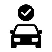 Hier sieht man zwei Icons. Ein Auto in der Frontansicht mit einem Haken darüber.