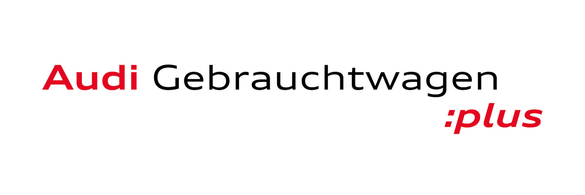 Hier sieht man das Audi Gebrauchtwagen :plus Logo mit Verlinkung auf die Audi Gebrauchtwagen :plus Seite