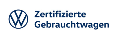 Hier sieht man das Volkswagen zertifizierte Gebrauchtwagen Logo mit Verlinkung auf die Volkswagen zertifizierte Gebrauchtwagen Seite
